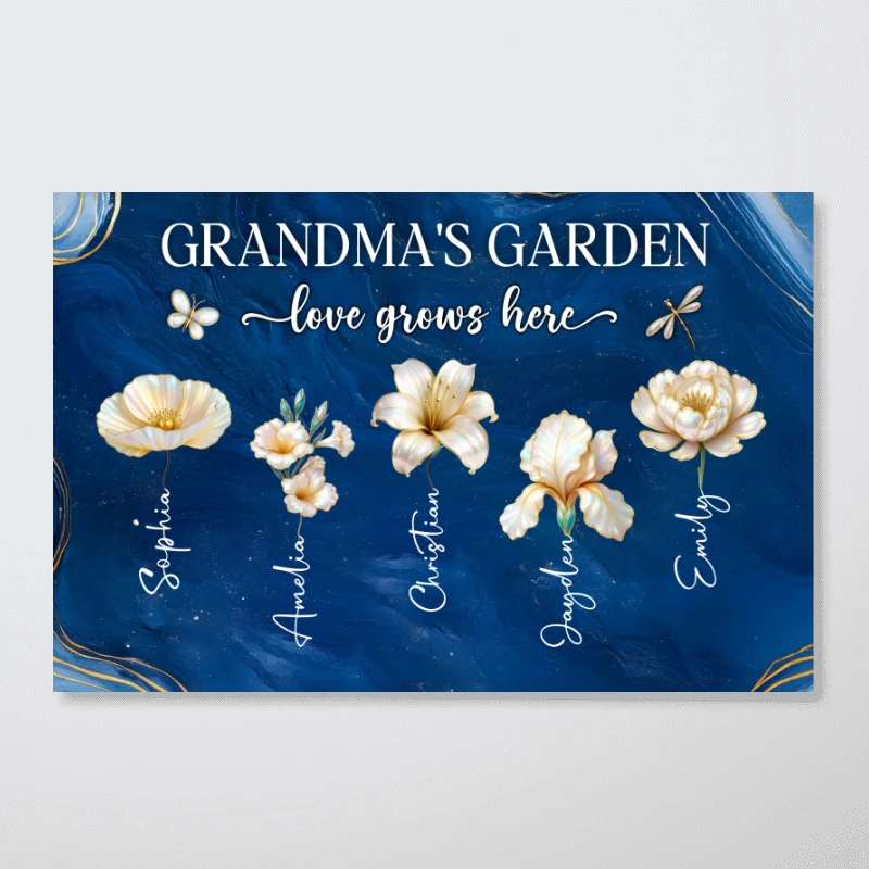 Grandma's Garden 3D Effect Birth Month Flowers - Personalized Poster - Christmas, Birthday, Mother's Day Gift For Grandma - Image 11