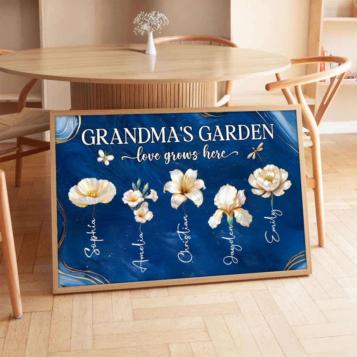 Grandma's Garden 3D Effect Birth Month Flowers - Personalized Poster - Christmas, Birthday, Mother's Day Gift For Grandma - Image 3