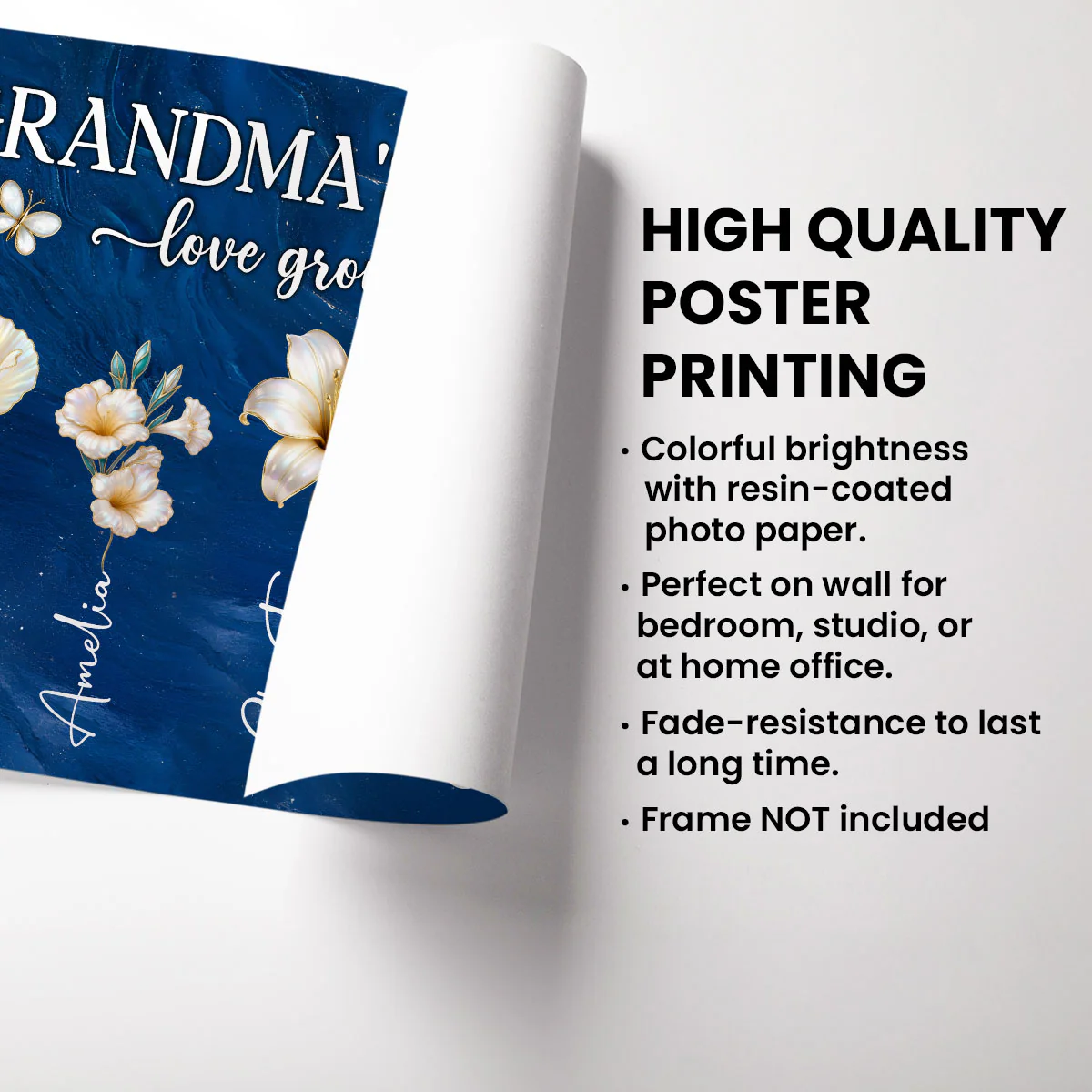 Grandma's Garden 3D Effect Birth Month Flowers - Personalized Poster - Christmas, Birthday, Mother's Day Gift For Grandma - Image 4