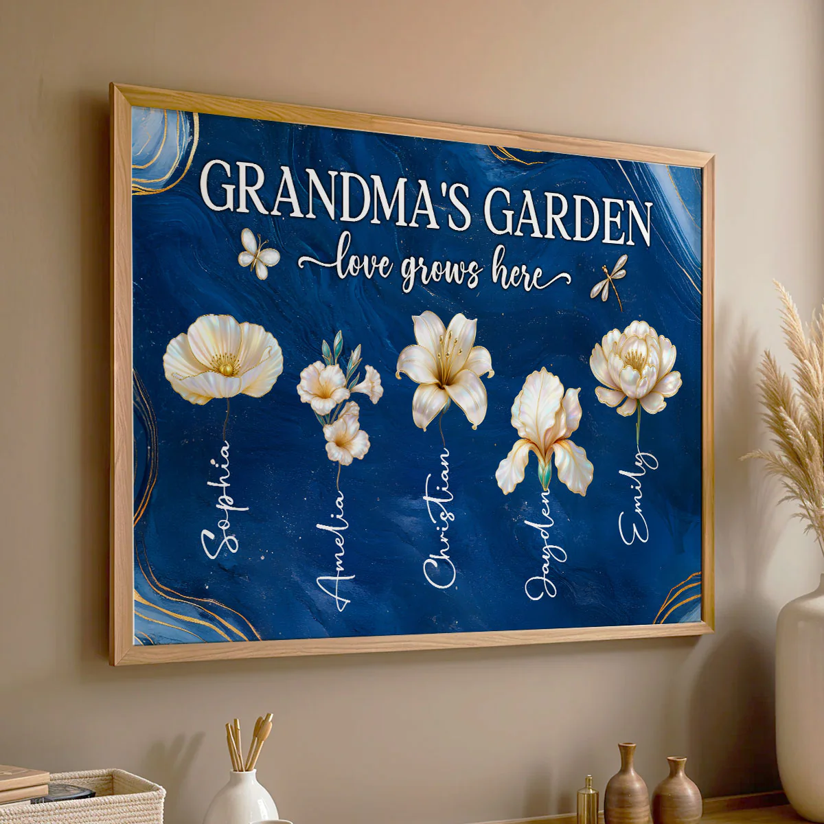 Grandma's Garden 3D Effect Birth Month Flowers - Personalized Poster - Christmas, Birthday, Mother's Day Gift For Grandma - Image 5
