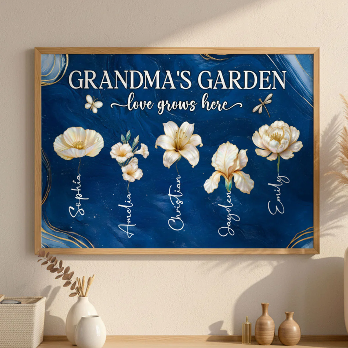 Grandma's Garden 3D Effect Birth Month Flowers - Personalized Poster - Christmas, Birthday, Mother's Day Gift For Grandma - Image 6