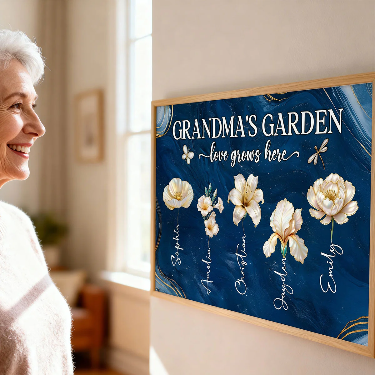 Grandma's Garden 3D Effect Birth Month Flowers - Personalized Poster - Christmas, Birthday, Mother's Day Gift For Grandma - Image 8
