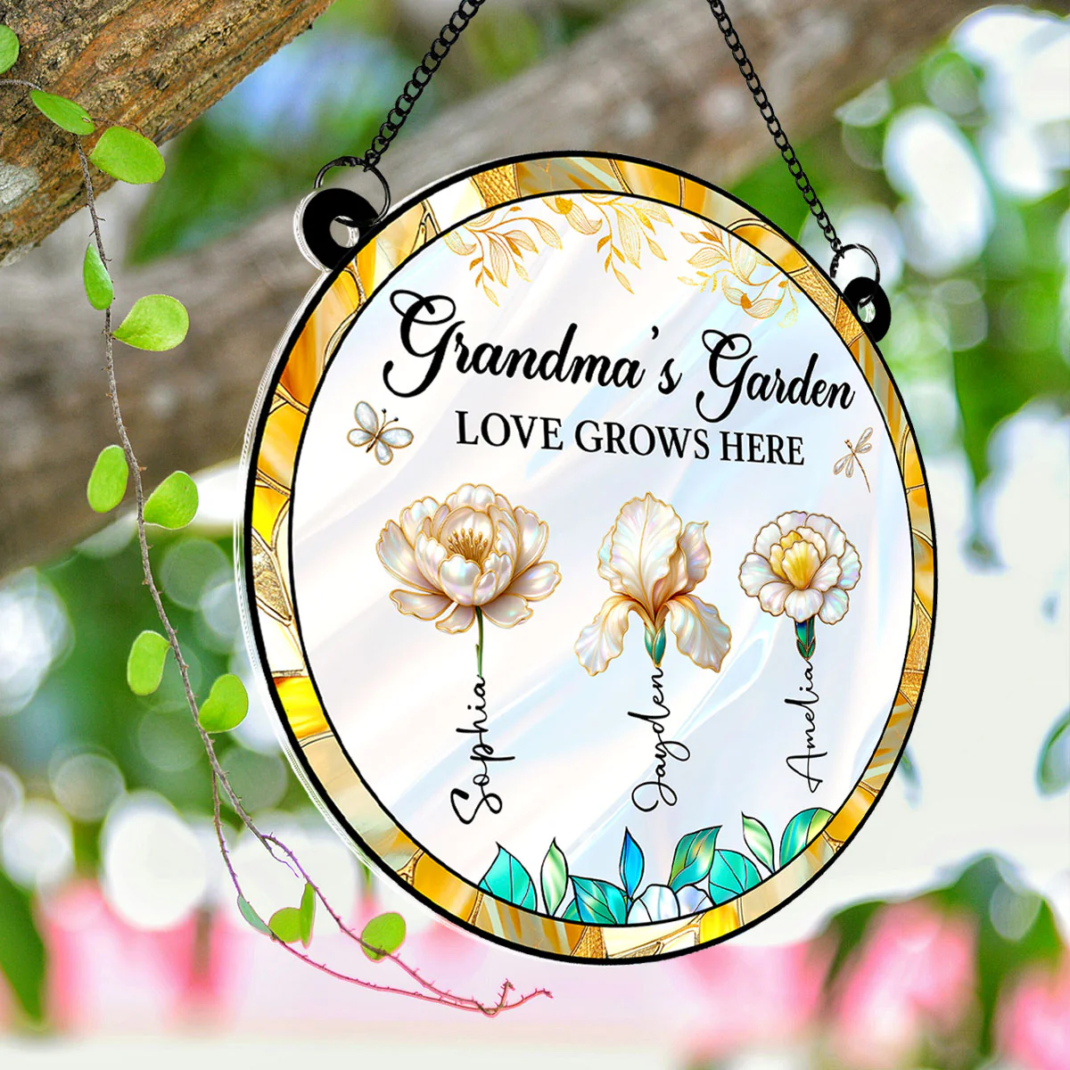 Grandma's Garden 3D Effect Birth Month Flowers - Personalized Suncatcher - Christmas, Birthday, Mother's Day Gift For Grandma - Image 5