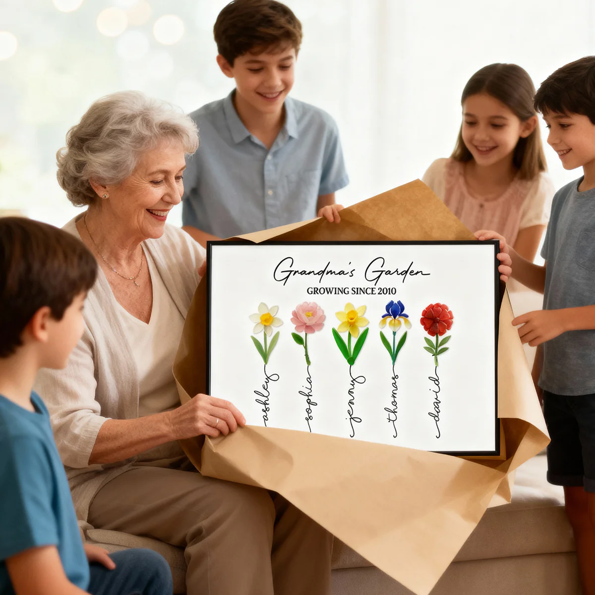 Grandma's Garden 3D Sea Glass - Personalized Poster - Christmas Gift for Grandma - Image 3