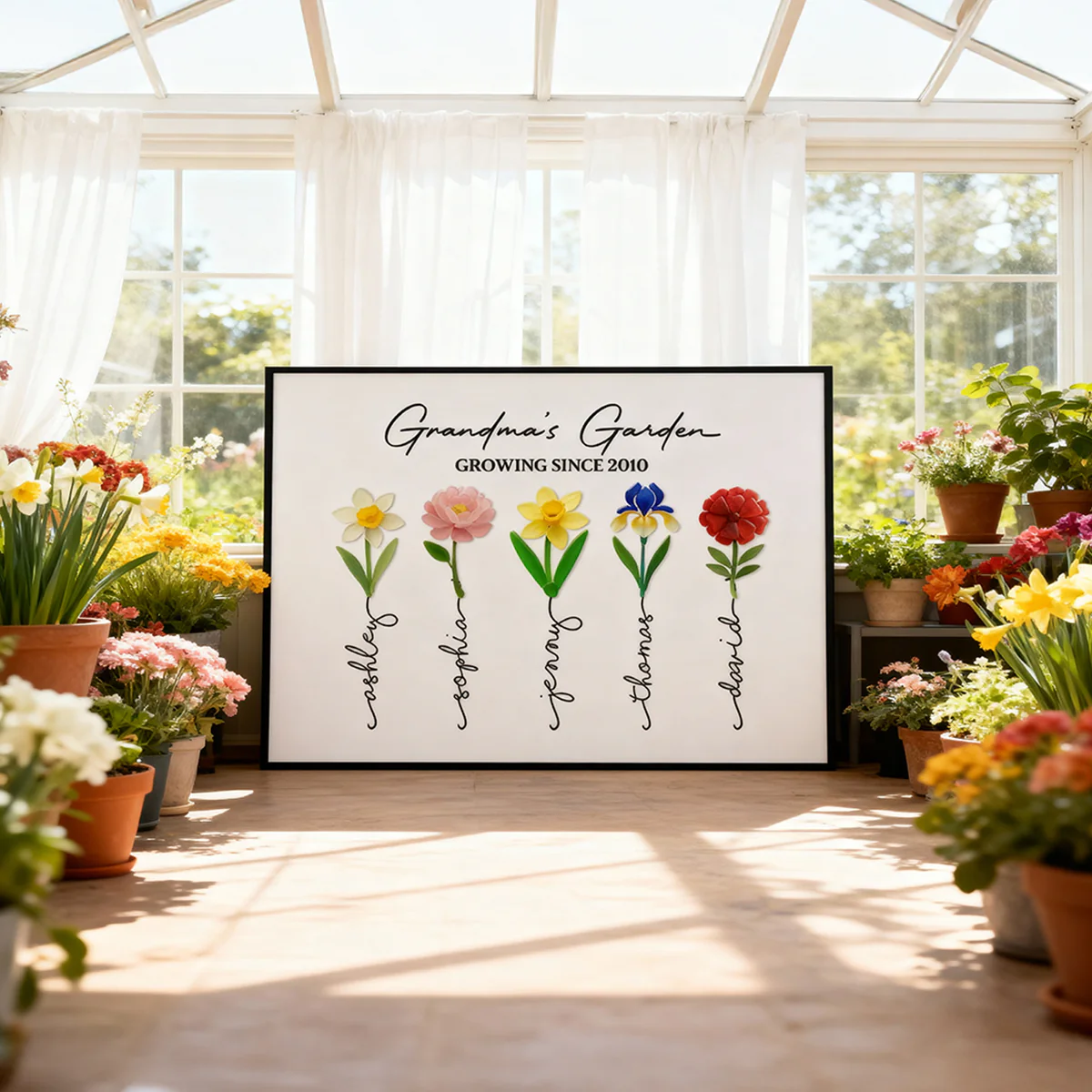 Grandma's Garden 3D Sea Glass - Personalized Poster - Christmas Gift for Grandma - Image 4