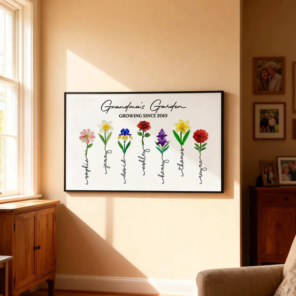Grandma's Garden 3D Sea Glass - Personalized Poster - Christmas Gift for Grandma - Image 7