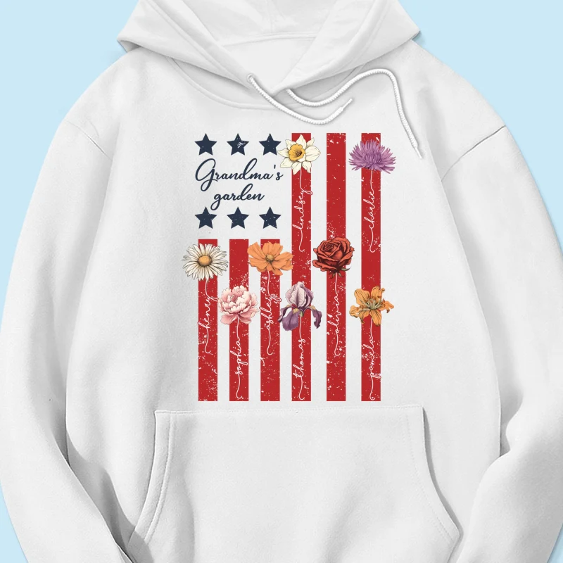 Grandma's Garden 4th Of July American Flag Personalized Shirt, Birth Month Flower, Gift For Grandma - Image 15