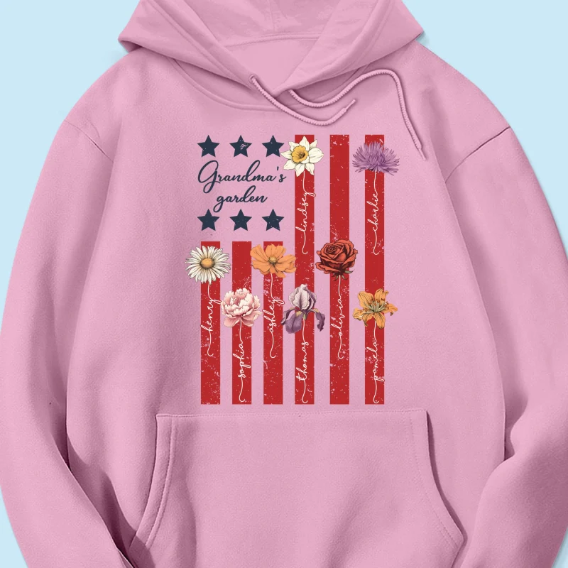 Grandma's Garden 4th Of July American Flag Personalized Shirt, Birth Month Flower, Gift For Grandma - Image 17