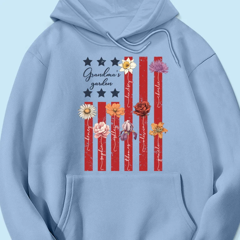 Grandma's Garden 4th Of July American Flag Personalized Shirt, Birth Month Flower, Gift For Grandma - Image 18