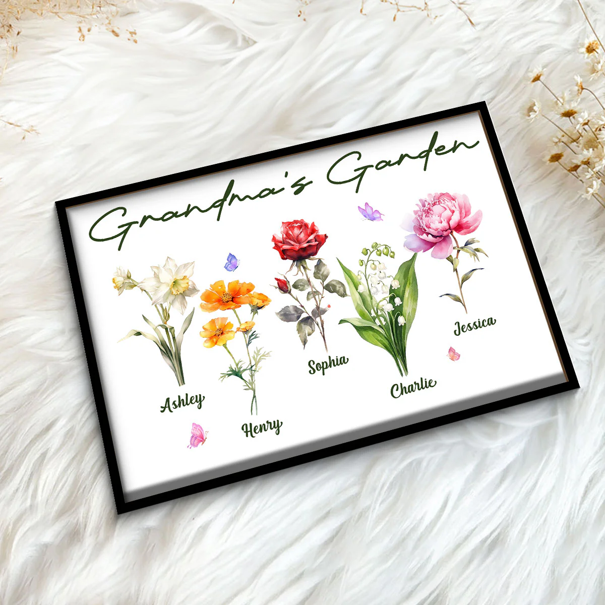 Grandma‘s Garden Beautiful Birth Month Flower Gift For Grandma Mom Personalized 2-Layer Wooden Plaque - Image 5