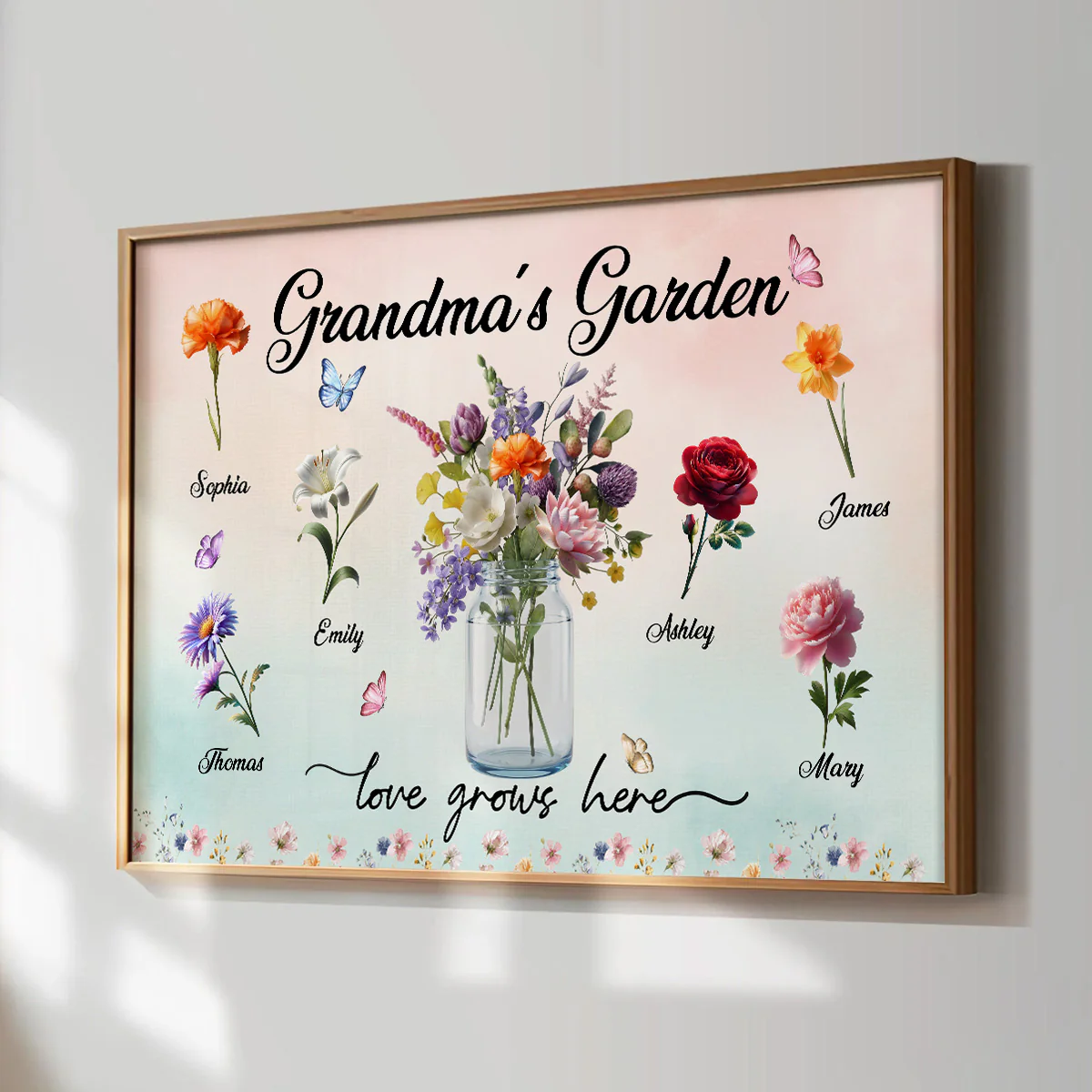 Grandma's Garden Beautiful Birth Month Flower Pot - Personalized Poster - Mother's Day Home Decor Gift For Grandma - Image 2