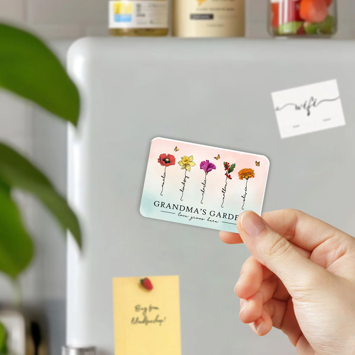 Grandma‘s Garden Beautiful Birth Month Flowers Gift For Grandma Mom Personalized Acrylic Fridge Magnet - Image 3