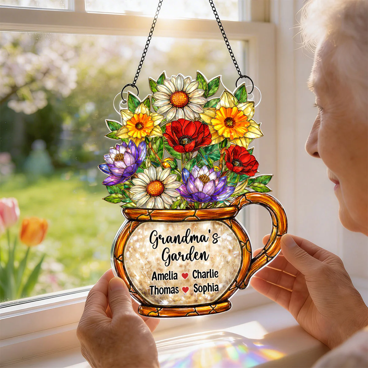Grandma's Garden Birth Flowers - Personalized Suncatcher - Sentimental Mother's Day Gift for Grandma, Mom, Wife - Image 2