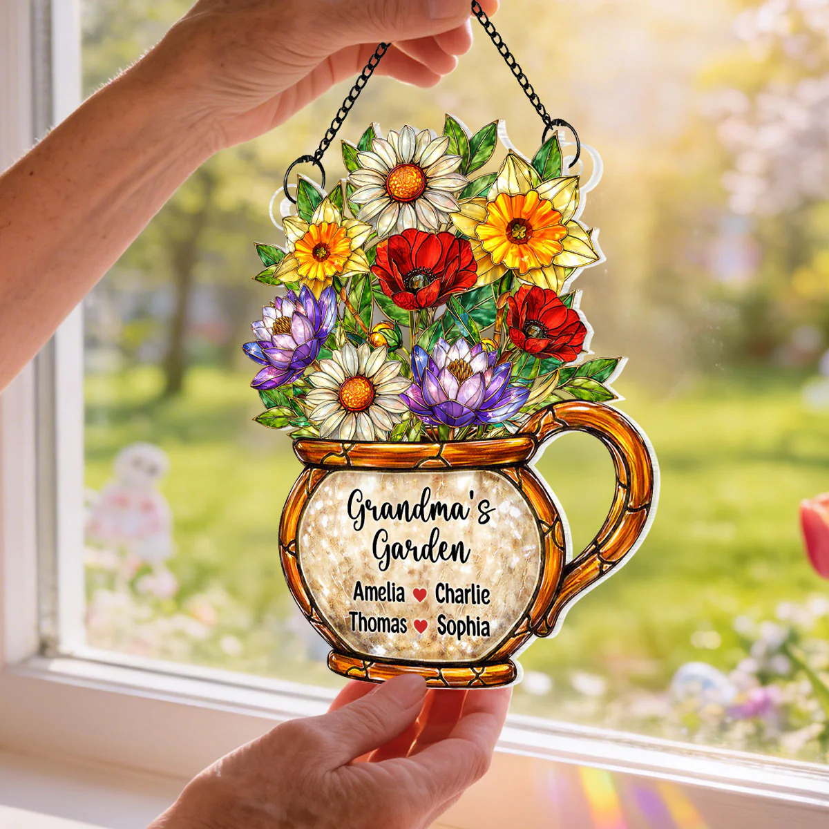 Grandma's Garden Birth Flowers - Personalized Suncatcher - Sentimental Mother's Day Gift for Grandma, Mom, Wife - Image 3