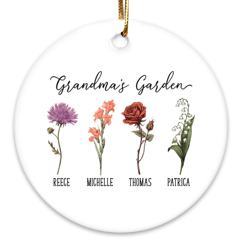 Grandma's Garden Birth Month Flower Family Personalized Ceramic Ornament, Birthday Christmas Gift For Grandma, Mom, Mother-in-law - Image 9