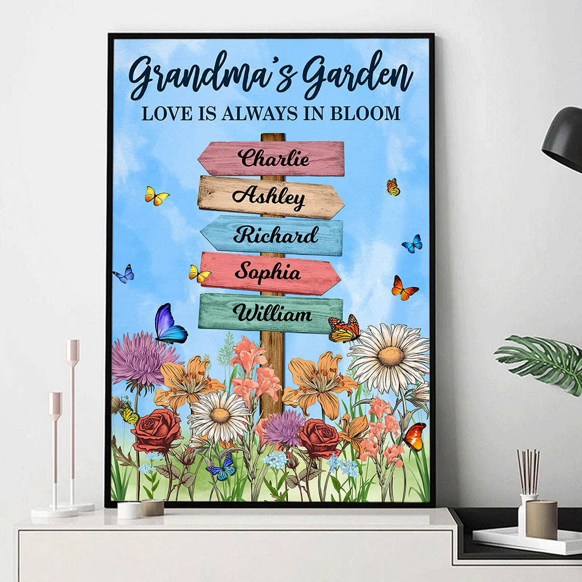 Grandma's Garden Birth Month Flowers Names Sign Personalized Poster - Image 6