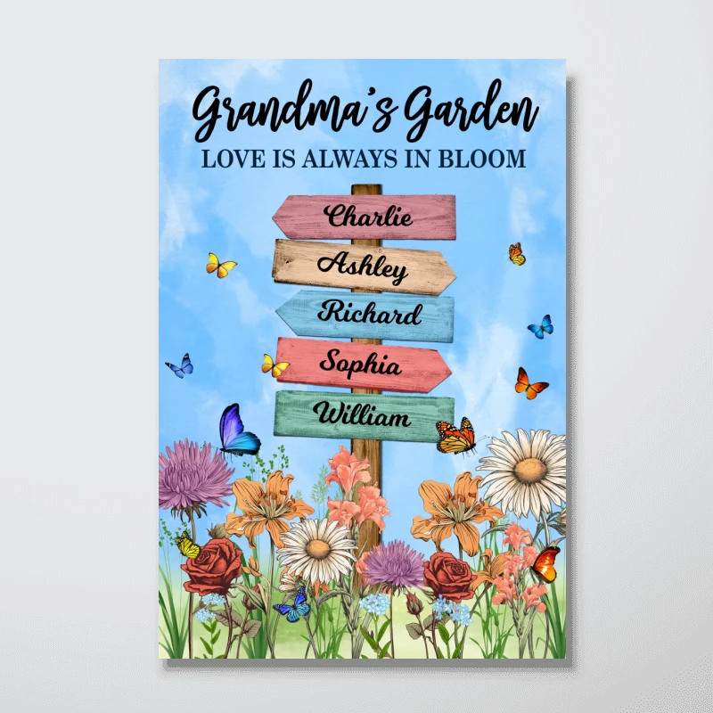 Grandma's Garden Birth Month Flowers Names Sign Personalized Poster - Image 8