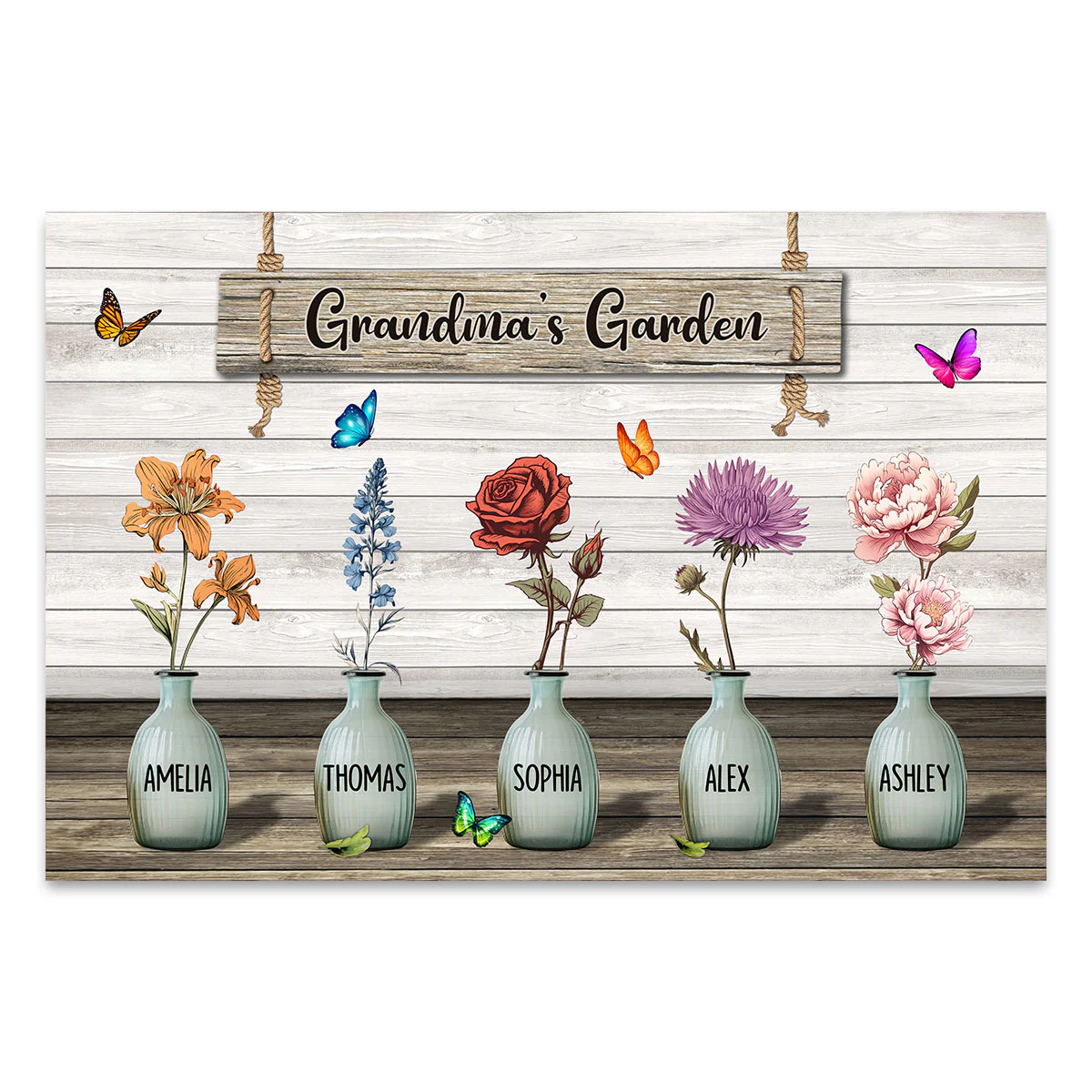 Custom Birth Month Flowers Poster, Gift For Grandma, Mom, Auntie