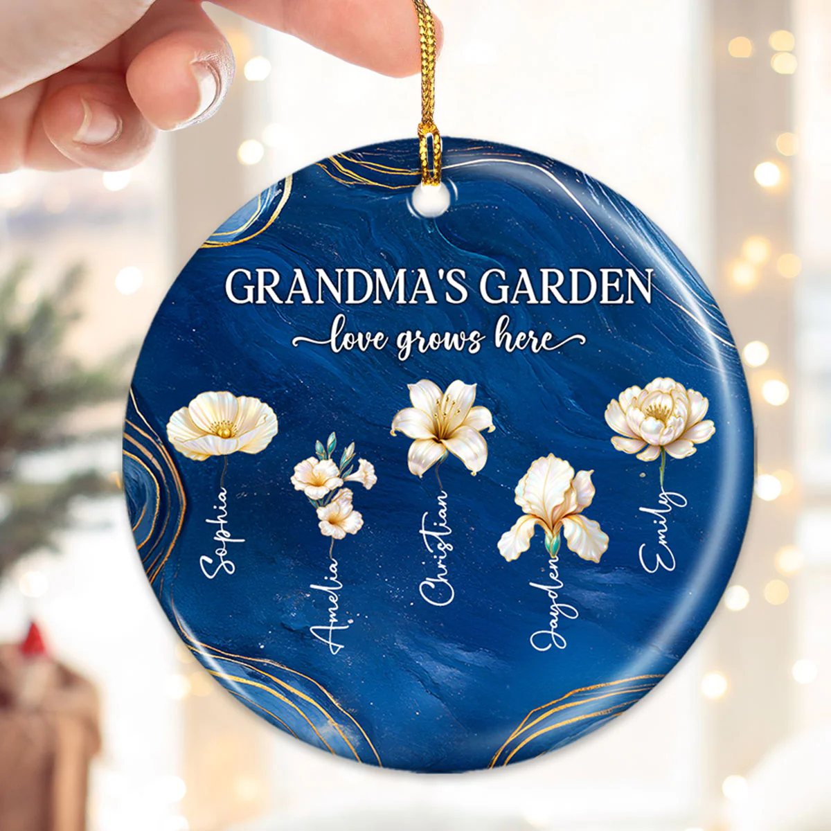 Grandma's Garden Birth Month Flowers - Personalized Ceramic Ornament - Christmas Gift For Grandma - Image 2
