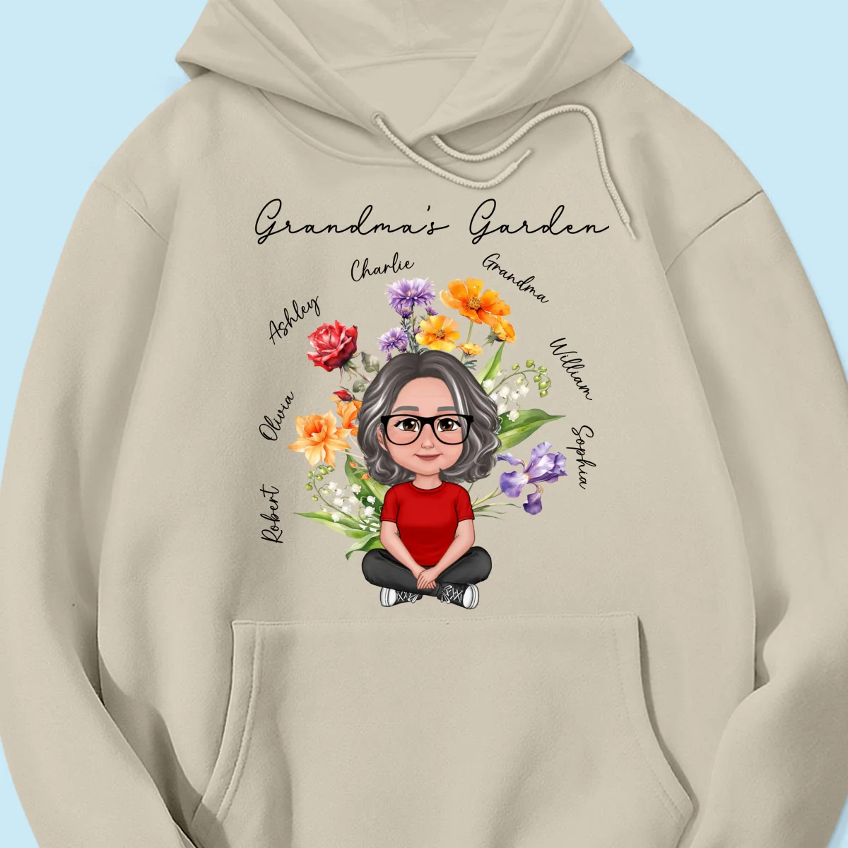 Grandma‘s Garden Crossed Legs Woman Grandkids Beautiful Birth Flower Personalized Shirt - Image 15
