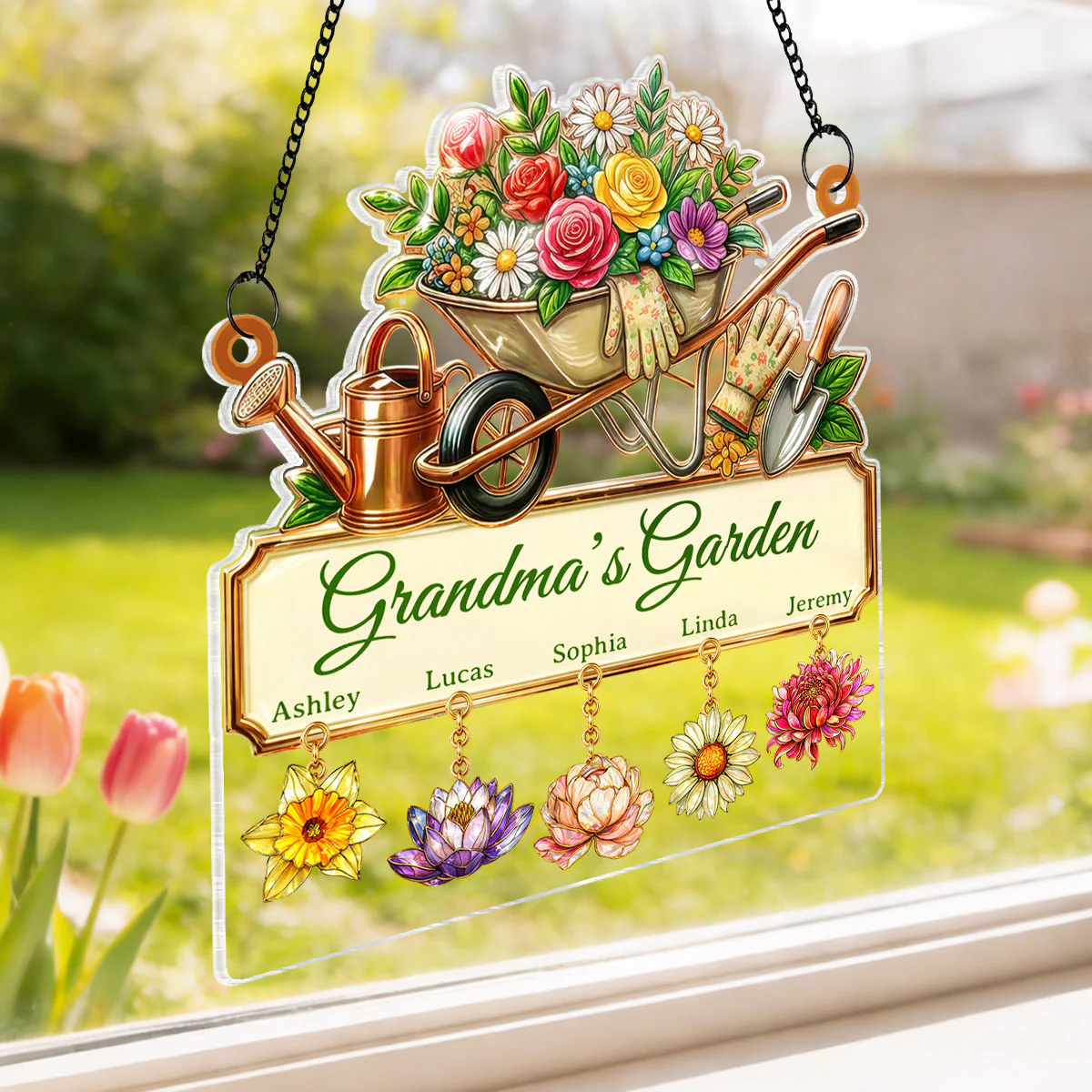 Grandma's Garden Custom Birth Flower - Personalized Suncatcher - Mother's Day Gift for Mom, Grandma - Image 2