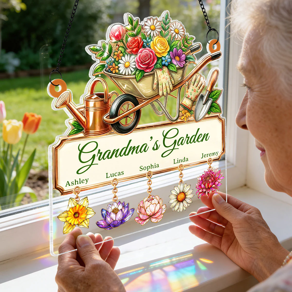 Grandma's Garden Custom Birth Flower - Personalized Suncatcher - Mother's Day Gift for Mom, Grandma - Image 3