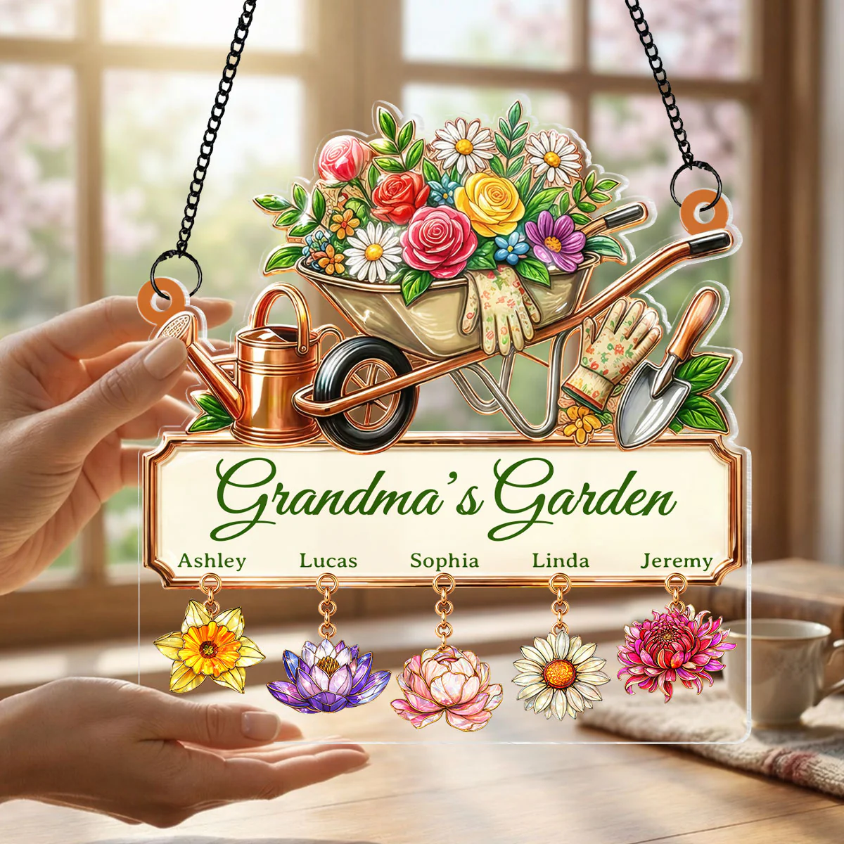 Grandma's Garden Custom Birth Flower - Personalized Suncatcher - Mother's Day Gift for Mom, Grandma - Image 5