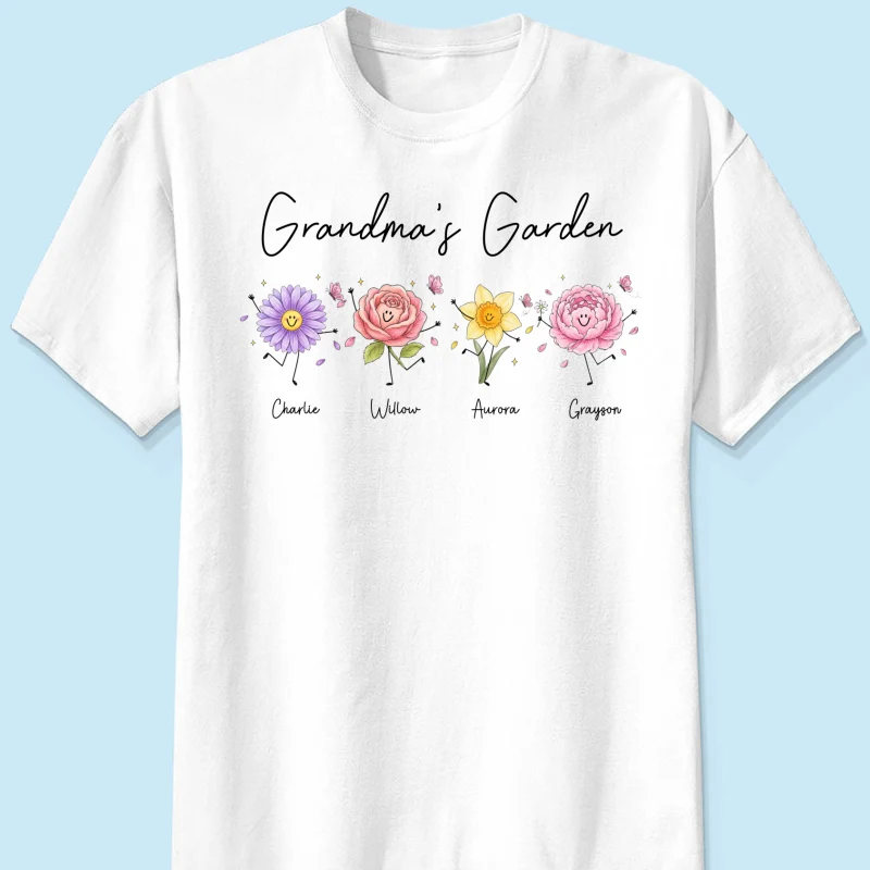 Grandma's Garden Cute Doodle Birth Month Flower - Personalized Shirt - Heartfelt Gift For Grandma, Mom, Auntie - Image 11