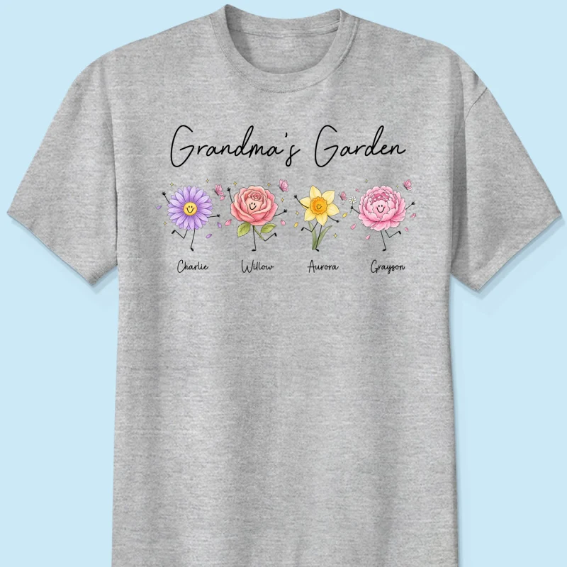 Grandma's Garden Cute Doodle Birth Month Flower - Personalized Shirt - Heartfelt Gift For Grandma, Mom, Auntie - Image 12