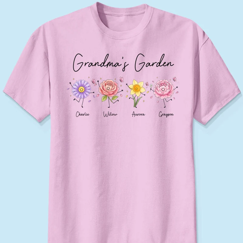 Grandma's Garden Cute Doodle Birth Month Flower - Personalized Shirt - Heartfelt Gift For Grandma, Mom, Auntie - Image 13
