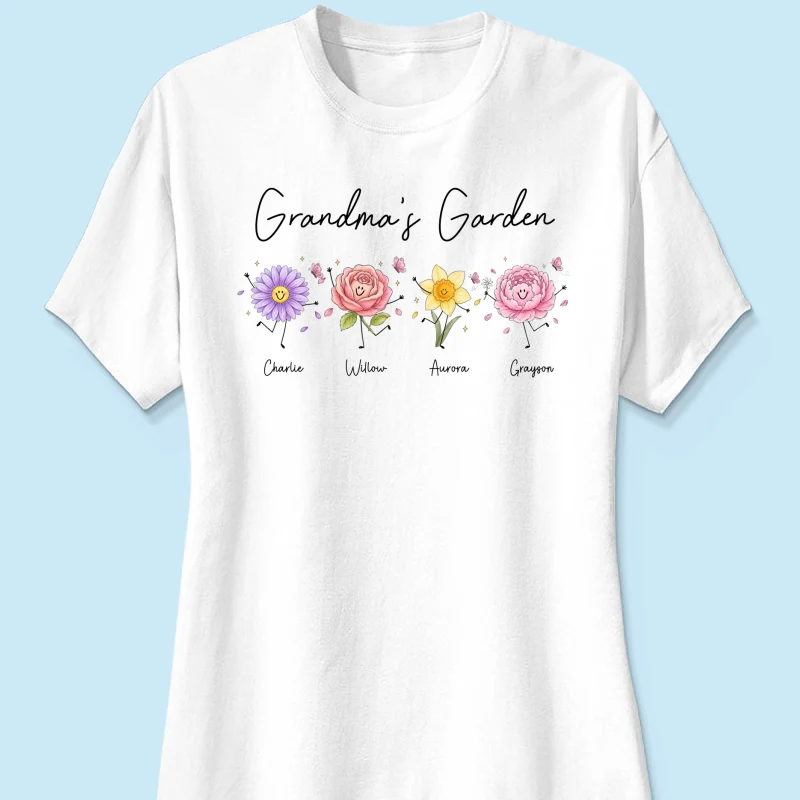 Grandma's Garden Cute Doodle Birth Month Flower - Personalized Shirt - Heartfelt Gift For Grandma, Mom, Auntie - Image 15