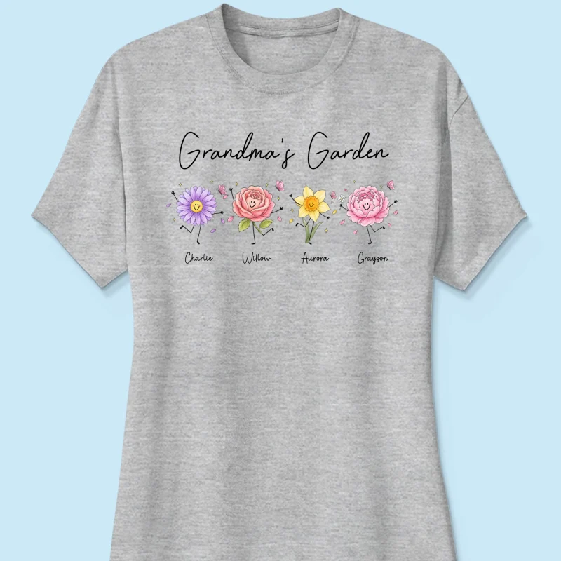 Grandma's Garden Cute Doodle Birth Month Flower - Personalized Shirt - Heartfelt Gift For Grandma, Mom, Auntie - Image 16