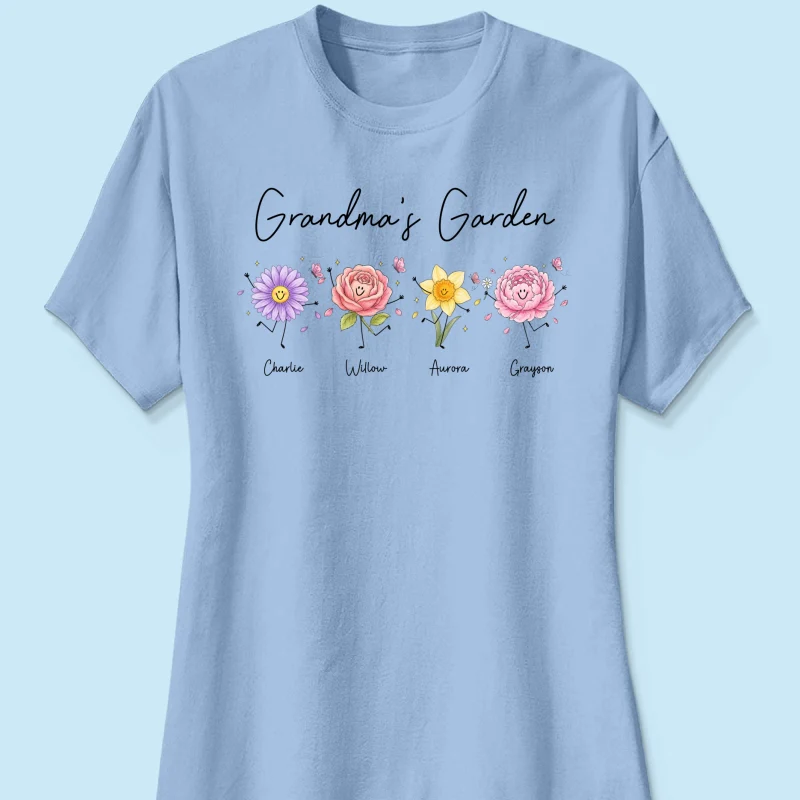 Grandma's Garden Cute Doodle Birth Month Flower - Personalized Shirt - Heartfelt Gift For Grandma, Mom, Auntie - Image 18