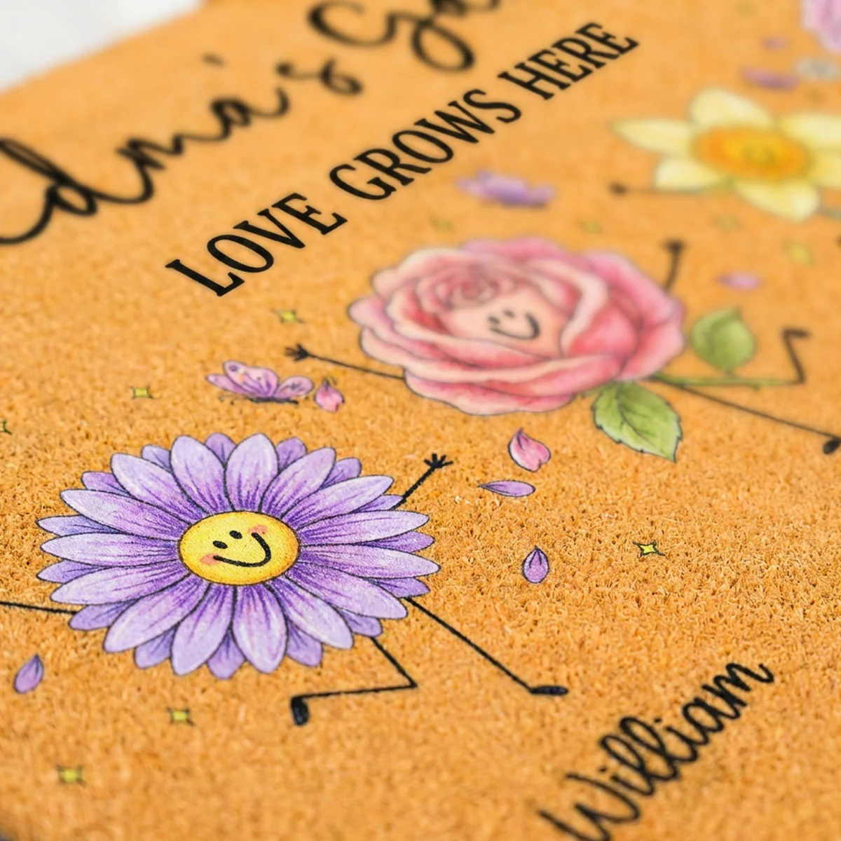 Grandma's Garden Cute Doodle Birth Month Flowers - Personalized Doormat - Home Decor Gift, Birthday Gift For Grandma - Image 5