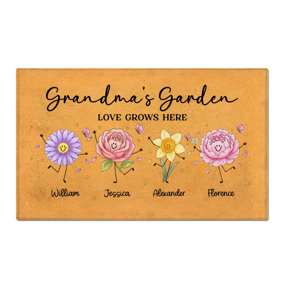Grandma's Garden Cute Doodle Birth Month Flowers - Personalized Doormat - Home Decor Gift, Birthday Gift For Grandma - Image 8