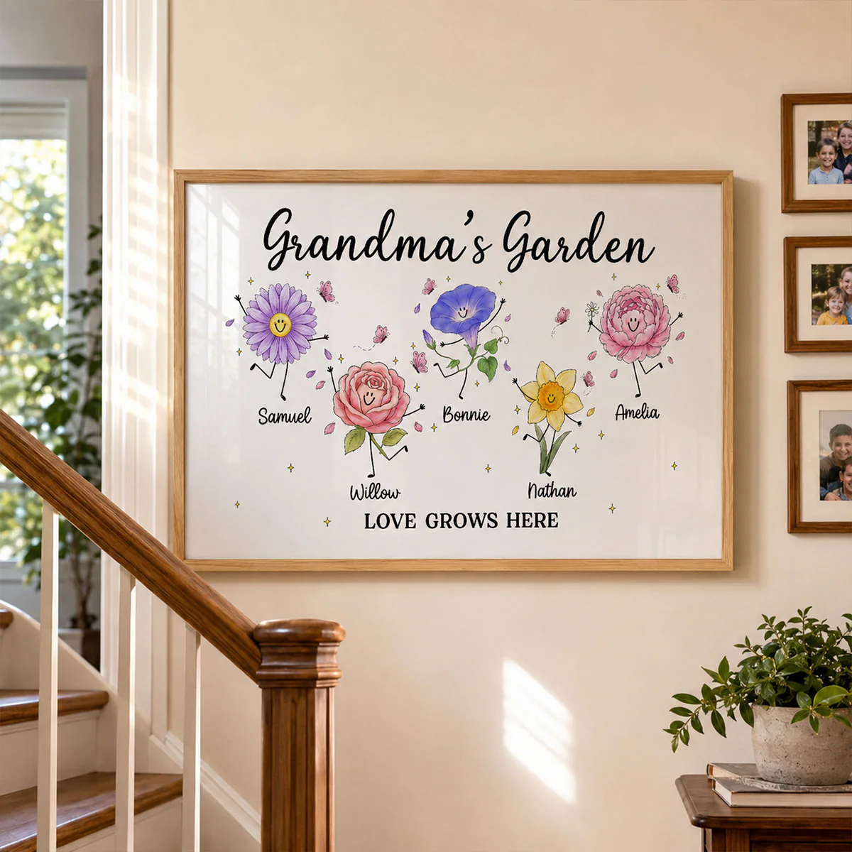 Grandma's Garden Cute Doodle Birth Month Flowers - Personalized Poster - Home Decor Gift, Birthday Gift For Grandma - Image 4