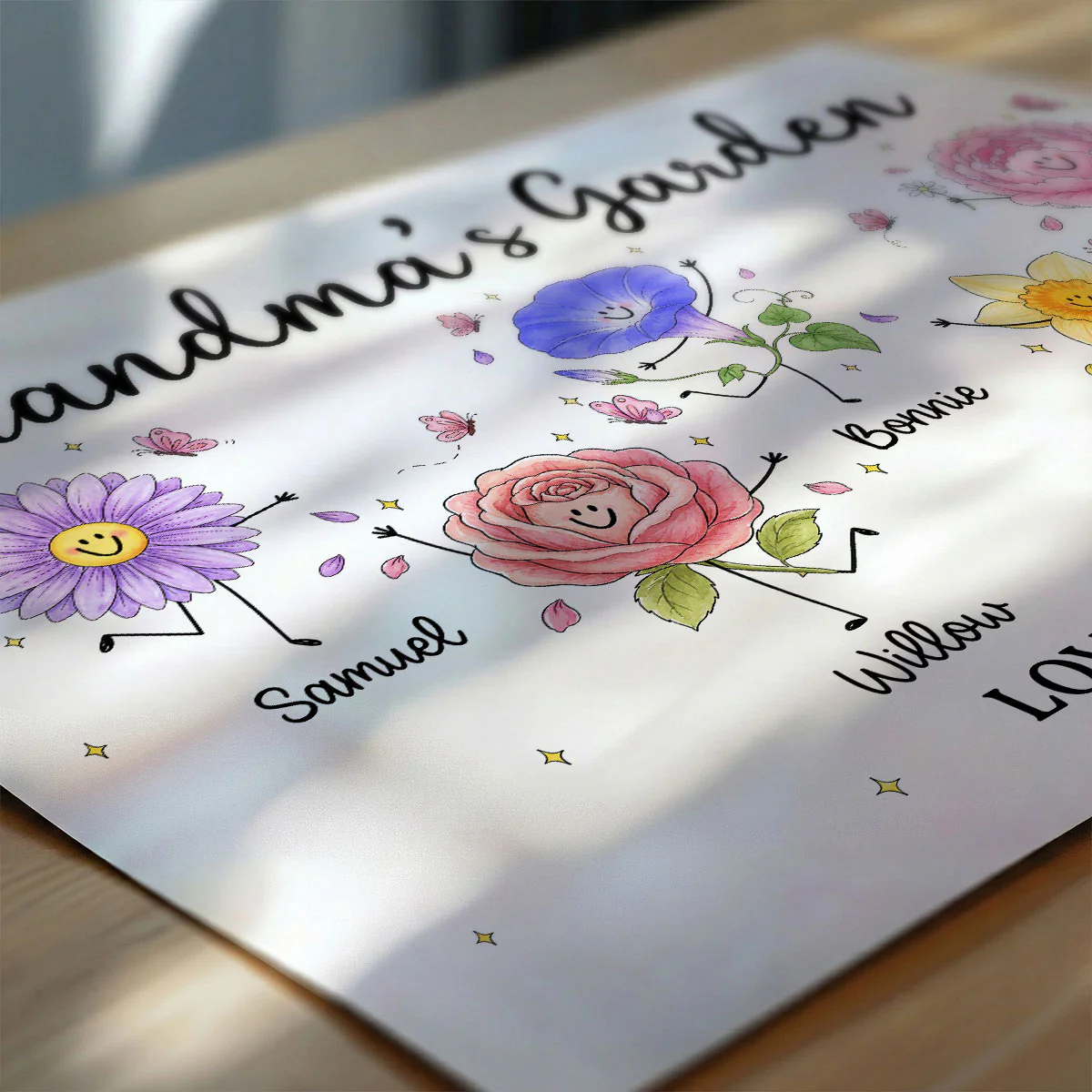 Grandma's Garden Cute Doodle Birth Month Flowers - Personalized Poster - Home Decor Gift, Birthday Gift For Grandma - Image 7