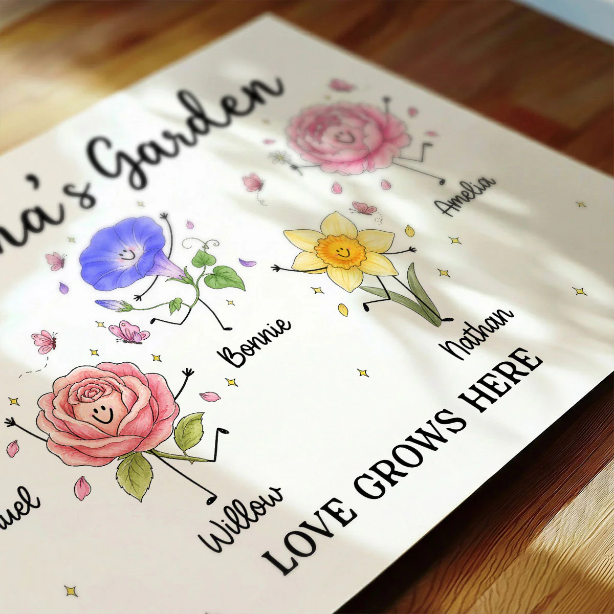 Grandma's Garden Cute Doodle Birth Month Flowers - Personalized Poster - Home Decor Gift, Birthday Gift For Grandma - Image 8