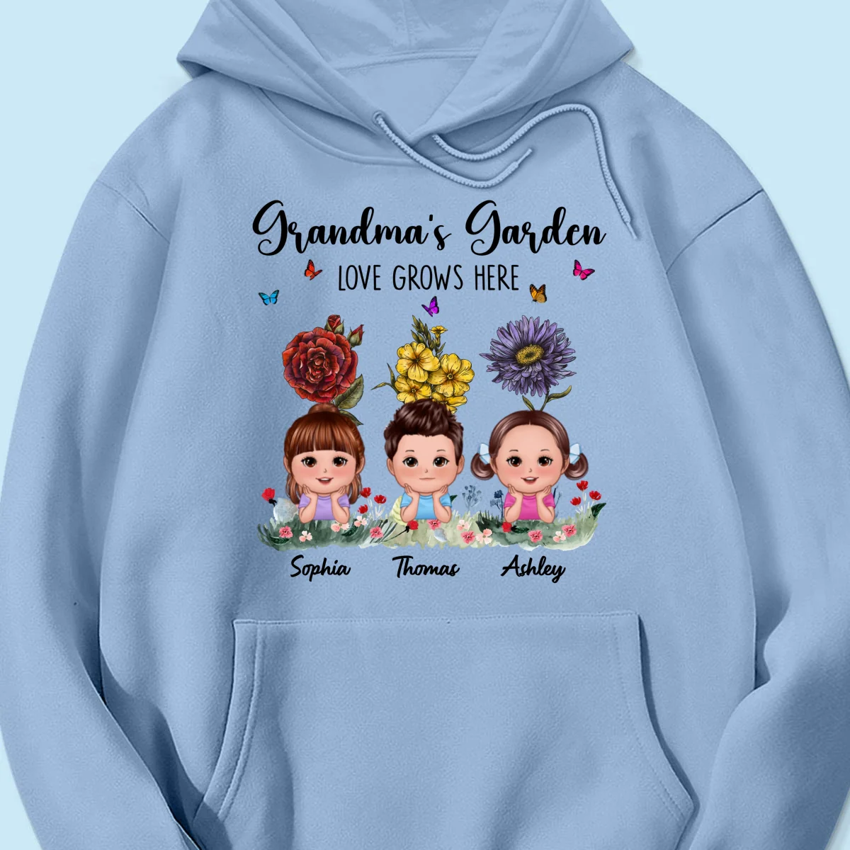 Grandma‘s Garden Cute Kids With Beautiful Vintage Birth Flower Behind Personalized Shirt - Image 16