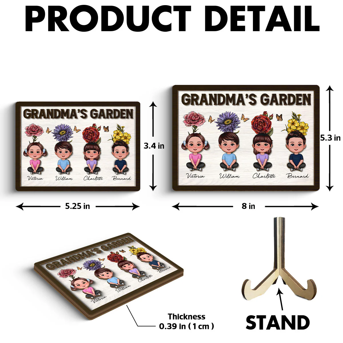 Grandma‘s Garden Grandkids With Birth Flower Behind Personalized 2-Layer Wooden Plaque - Image 6