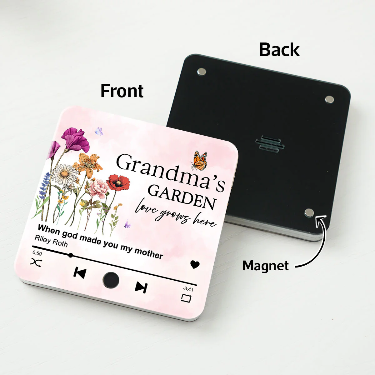 Grandma's Garden, Grandma's Kitchen Birth Month Flower Personalized Music Fridge Magnet, Gift for Grandma, Mom - Image 4