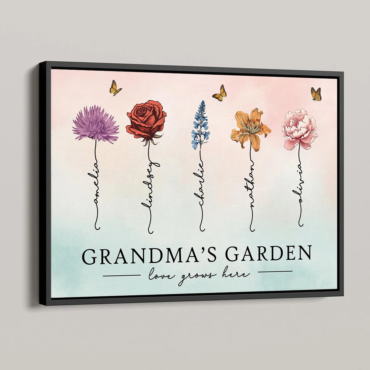 Grandma‘s Garden Love Grows Here Beautiful Birth Month Flower Gift For Grandma Mom Personalized Poster - Image 3