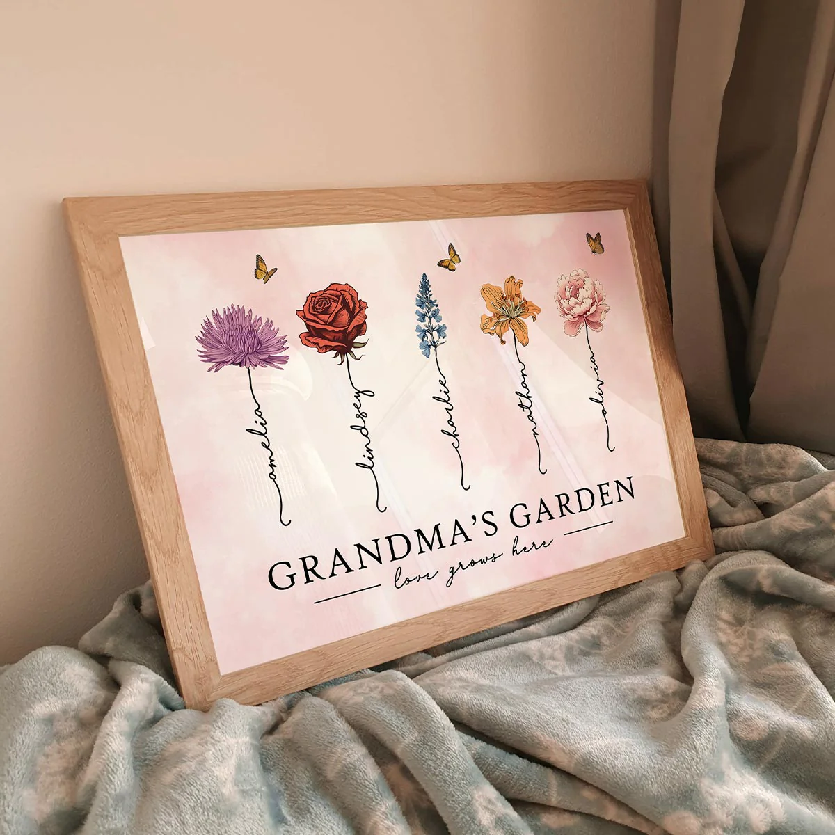 Grandma‘s Garden Love Grows Here Beautiful Birth Month Flower Gift For Grandma Mom Personalized Poster - Image 4