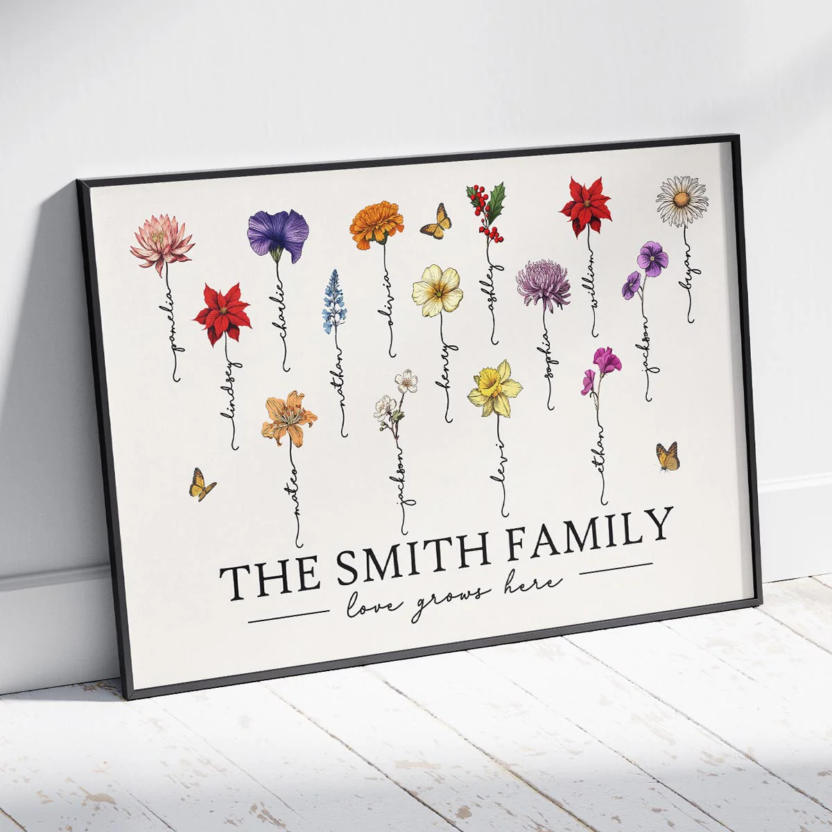 Grandma‘s Garden Love Grows Here Beautiful Birth Month Flower Gift For Grandma Mom Personalized Poster - Image 10