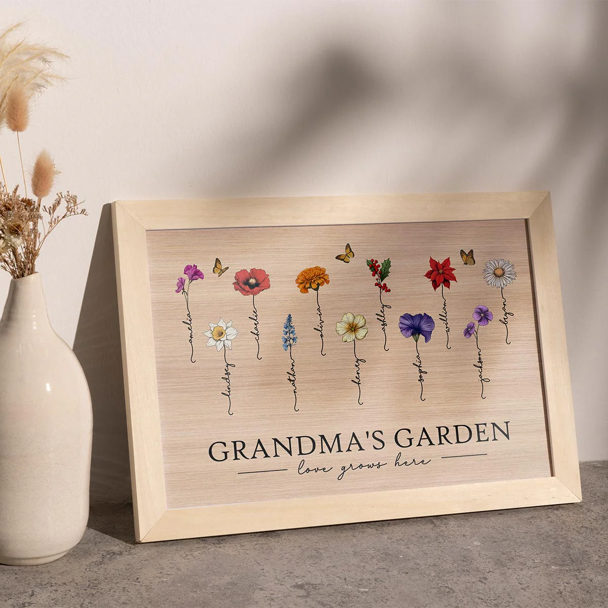 Grandma‘s Garden Love Grows Here Beautiful Birth Month Flower Gift For Grandma Mom Personalized Poster - Image 11