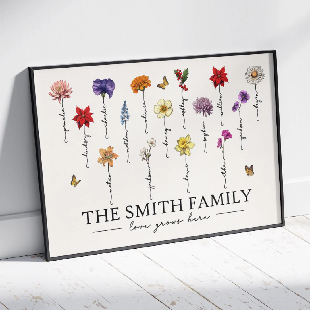 [FREE DELIVERY - Limited Time Offer] Grandma‘s Garden Love Grows Here Beautiful Birth Month Flower Gift For Grandma Mom Personalized Poster - Image 10