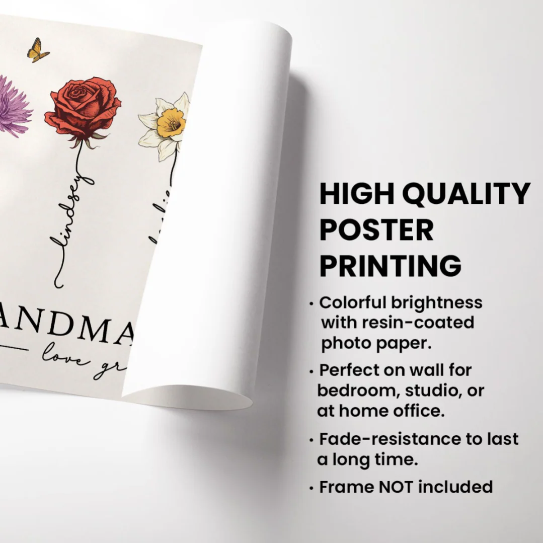 [FREE DELIVERY - Limited Time Offer] Grandma‘s Garden Love Grows Here Beautiful Birth Month Flower Gift For Grandma Mom Personalized Poster - Image 12