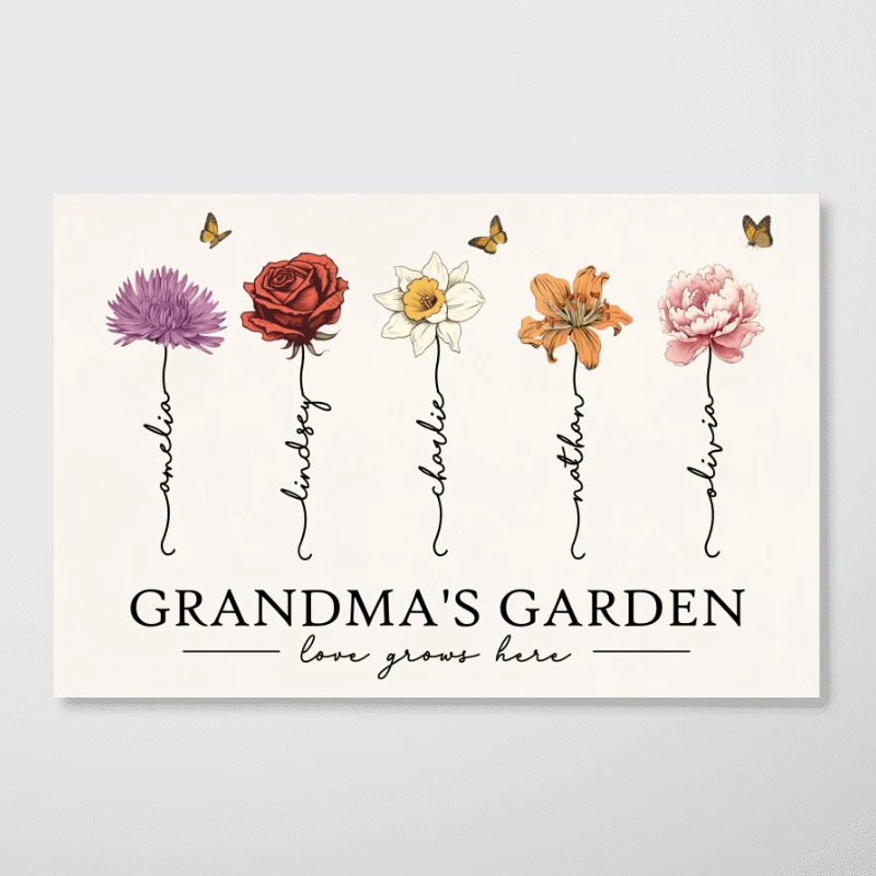 [FREE DELIVERY - Limited Time Offer] Grandma‘s Garden Love Grows Here Beautiful Birth Month Flower Gift For Grandma Mom Personalized Poster - Image 14