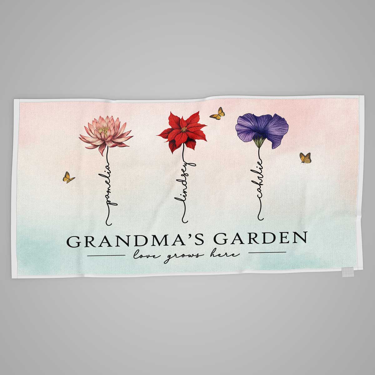 Grandma‘s Garden Love Grows Here Beautiful Birth Month Flower Gift For Grandma Mom Personalized Beach Towel - Image 7