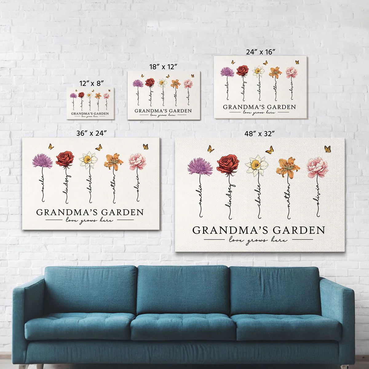Grandma‘s Garden Love Grows Here Beautiful Birth Month Flower Gift For Grandma Mom - Personalized Canvas Prints - Gift For Grandma Mom - Image 13